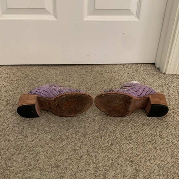 Freebird purple Lavendar Caprice boho wood stacked heel sandals sz 6 - Picture 7 of 7